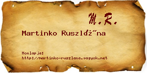Martinko Ruszlána névjegykártya